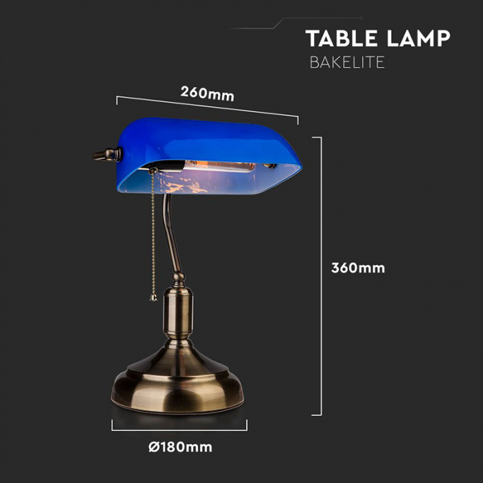 LAMPA BIROU SOCLU E27 CORP METAL SI STICLA - ALBASTRA [3]