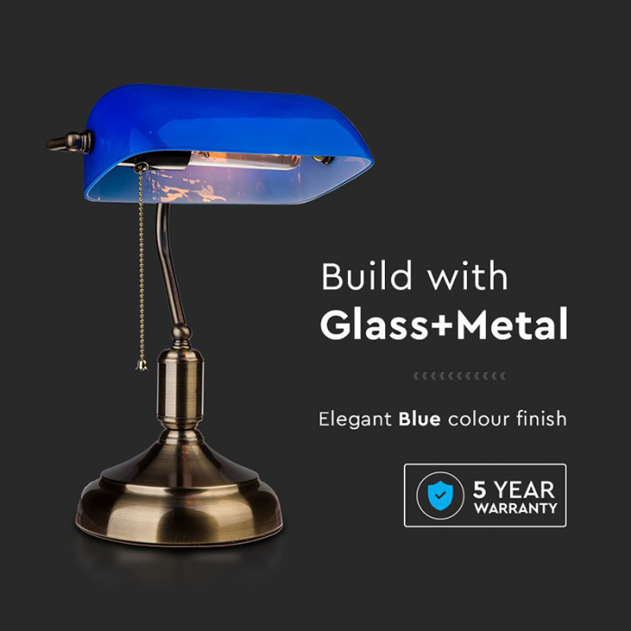 LAMPA BIROU SOCLU E27 CORP METAL SI STICLA - ALBASTRA [4]
