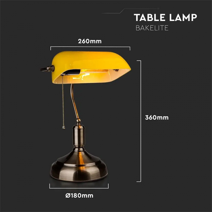 LAMPA BIROU SOCLU E27 CORP METAL SI STICLA - GALBEN [3]