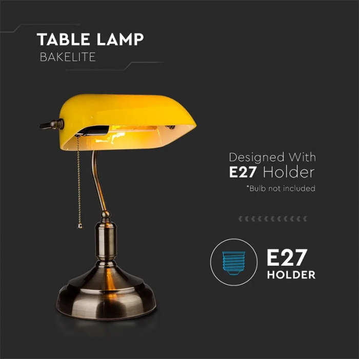 LAMPA BIROU SOCLU E27 CORP METAL SI STICLA - GALBEN [5]