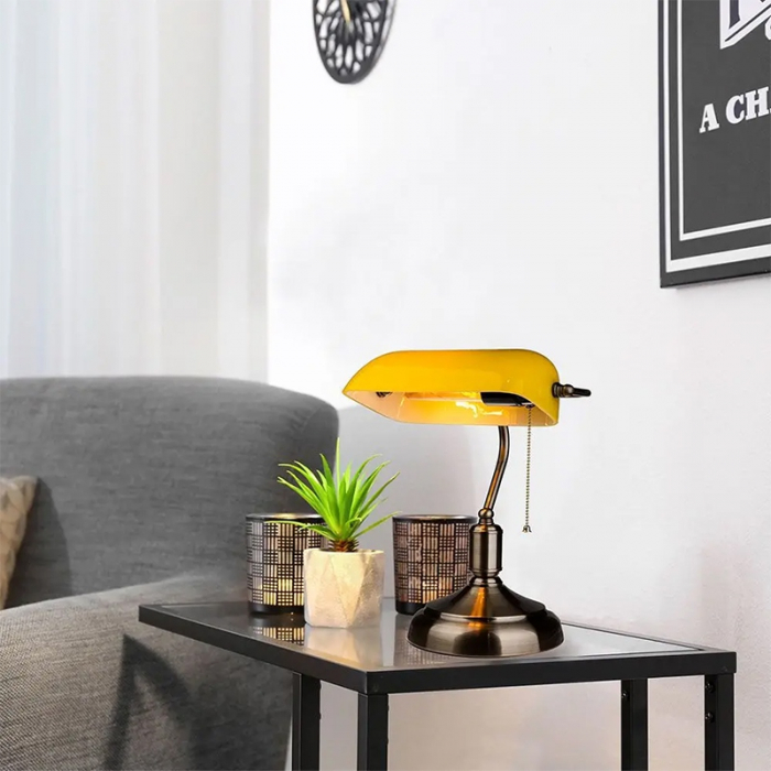 LAMPA BIROU SOCLU E27 CORP METAL SI STICLA - GALBEN [7]