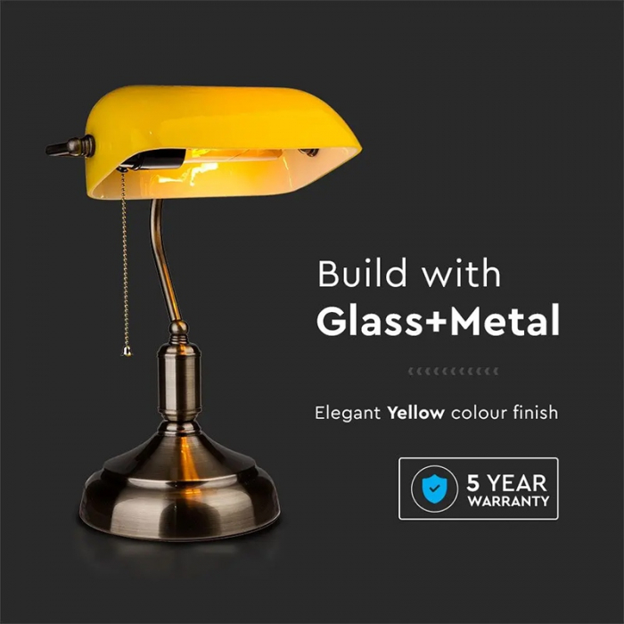 LAMPA BIROU SOCLU E27 CORP METAL SI STICLA - GALBEN [4]