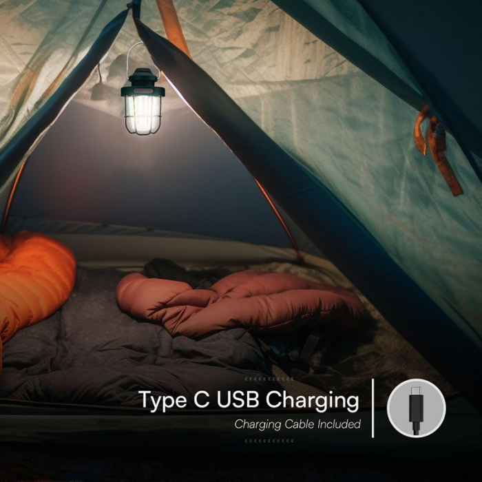 LAMPA CAMPING 3W + 5W EFECT FLACARA CU INCARCARE USB TIP C [10]
