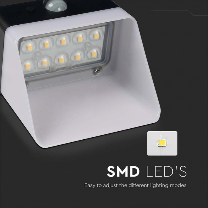 Lampa exterioară 2W, 4000K, încărcare solară, alb/negru, V-TAC, 10309 [4]
