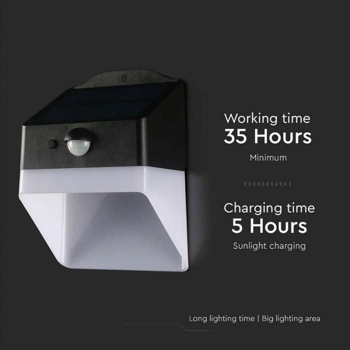 Lampa exterioară 2W, 4000K, încărcare solară, alb/negru, V-TAC, 10309 [8]