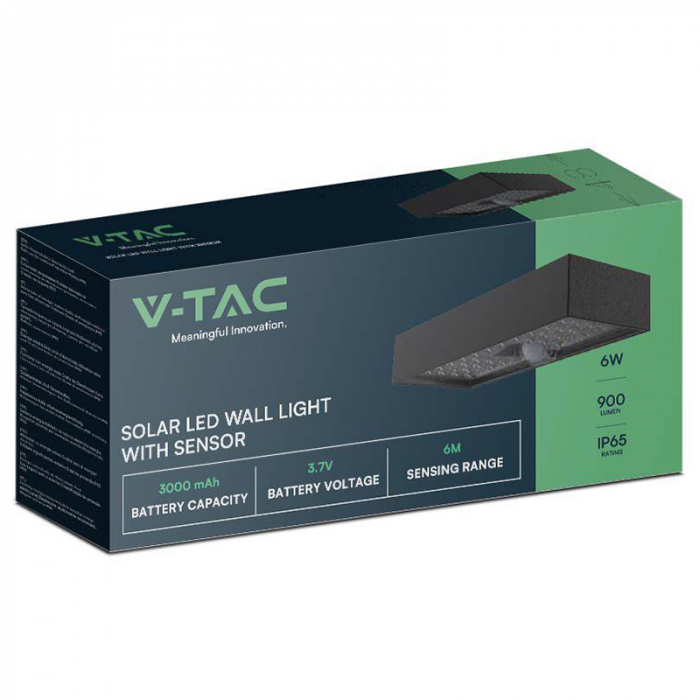 Lampa exterioară, 6W, IP65, 4000K, încărcare solară, negru, V-TAC 10307 [5]