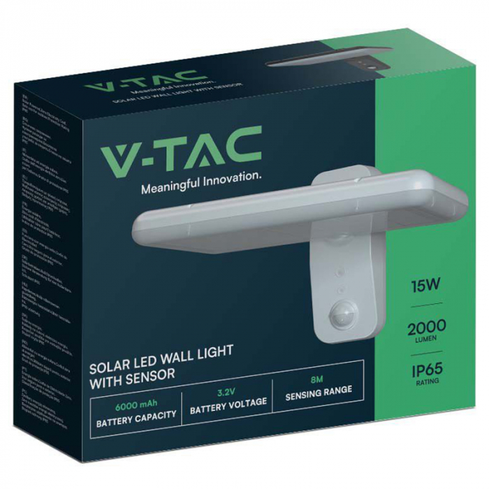Lampa exterioară solară, 15W, 4000K - 6000K, alb, V-TAC 10316 [8]