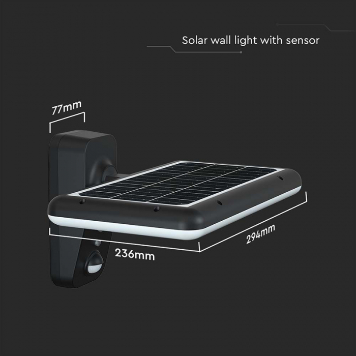 Lampa exterioară solară, 15W, 4000K - 6000K, negru, V-TAC 10315 [23]