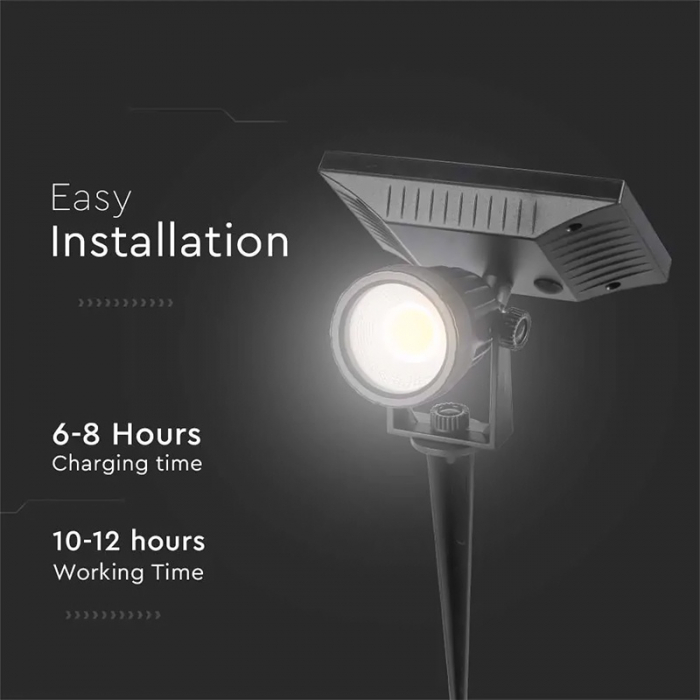 Lampa gradină 2W, încărcare solară, IP65, 3000K, V-TAC, SKU-6660 [6]