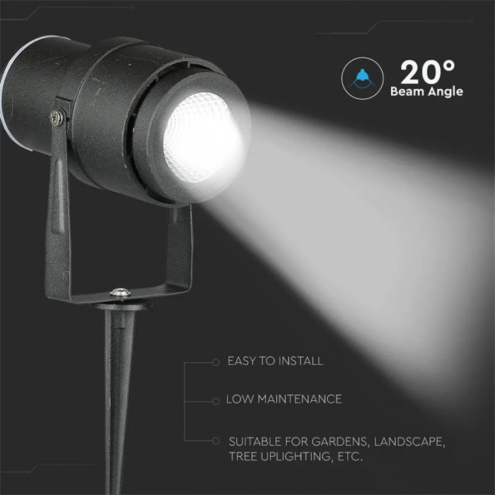 Lampa gradină, IP65, 12W, 4000K, alb neutru, negru, V-TAC, SKU-217545 [5]