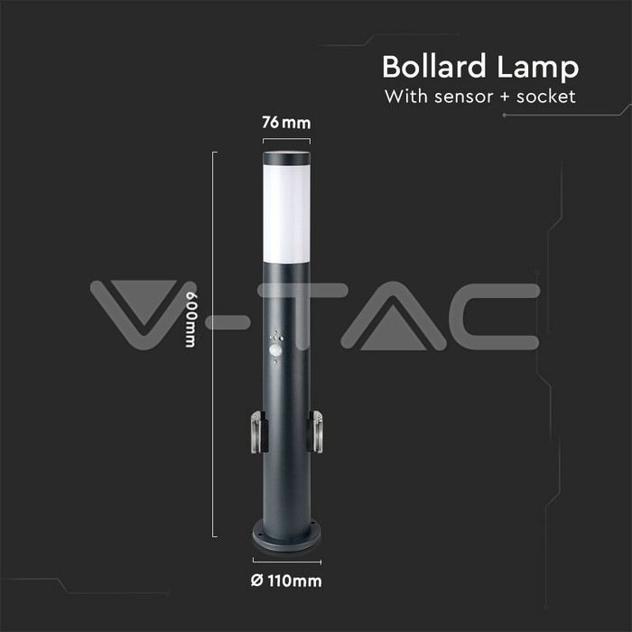 Lampa gradina soclu e27 cu senzor de miscare IP44 - negru V-Tac 8979 [4]