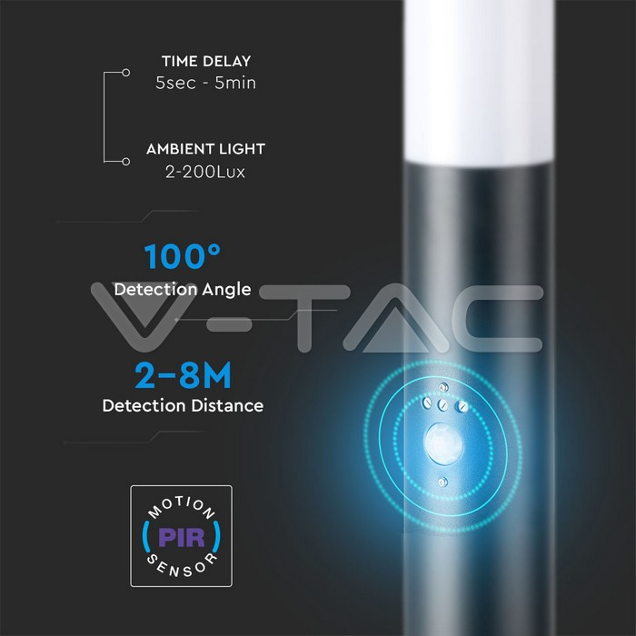 Lampa gradina soclu e27 cu senzor de miscare IP44 - negru V-Tac 8979 [6]
