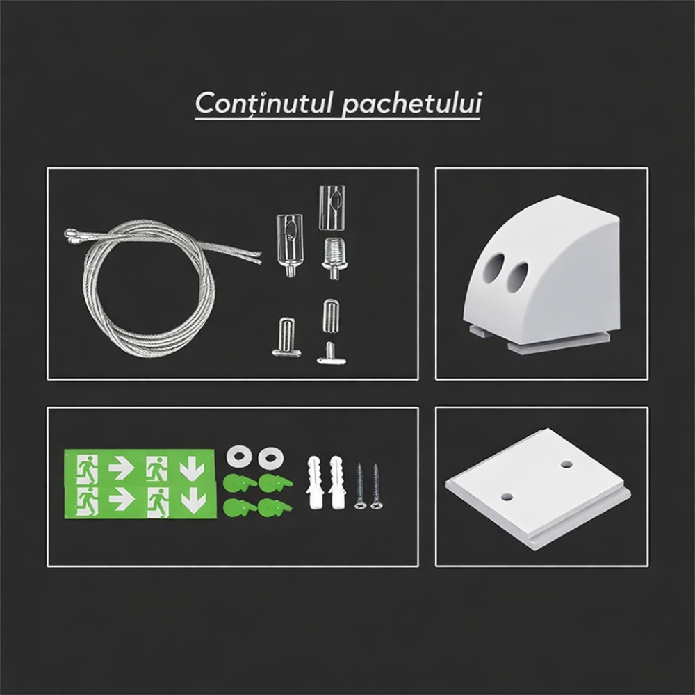 Lampă ieșire urgență LED 2.5W 6000K 4 în 1, baterie inclusă, buton test, conform ISU [3]