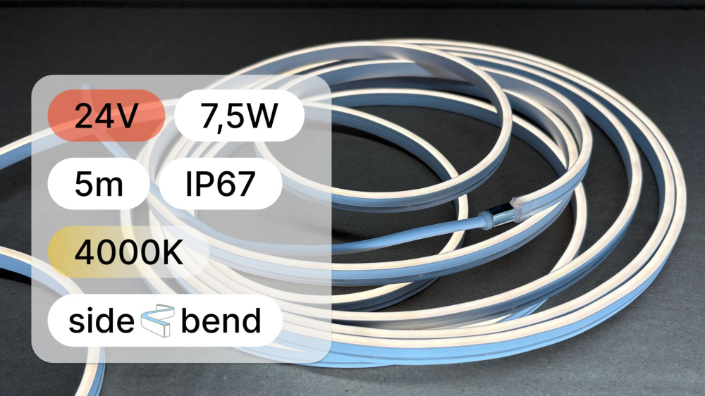 Banda led cob neon 4x8mm, 24V, 7.5W,IP67, 5 metri [3]