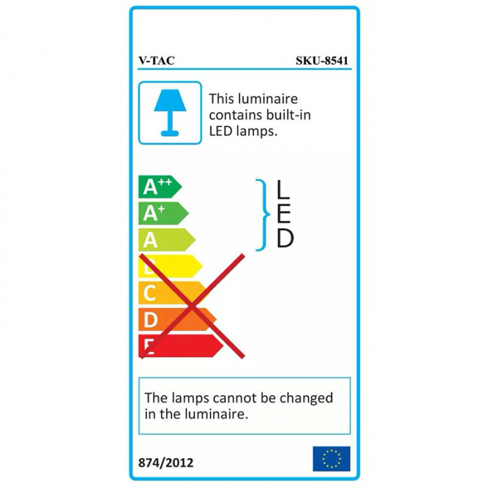 Lampa LED 12W, IP65, 3000K, alb cald, negru, V-TAC 8541 [8]