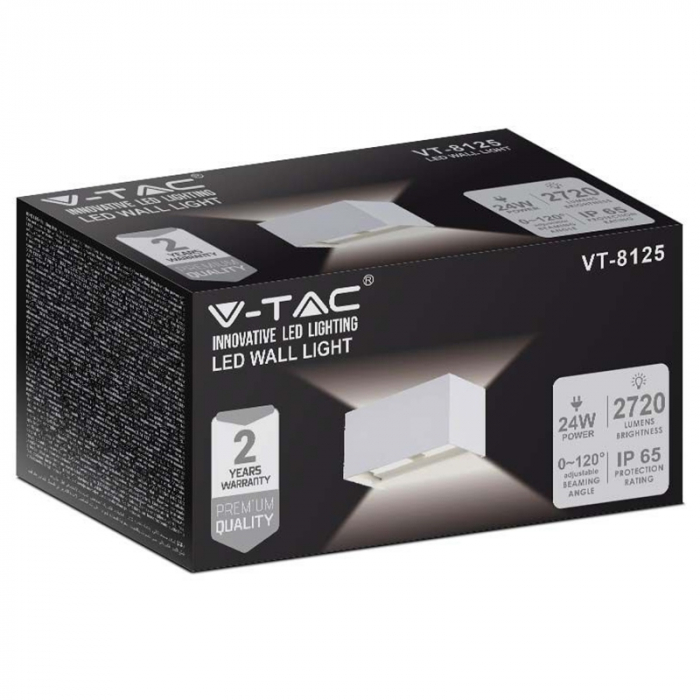 Lampa led, 24w, 4000k, alb neutru, ip65, alb, V-TAC 2976 [3]