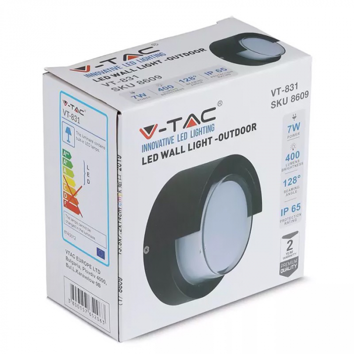 LAMPA LED 7W MONTAJ PERETE 3000K ALB CALD [6]