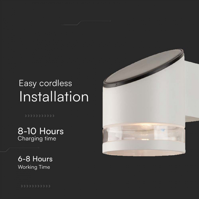 Lampa LED cu încărcare solară, 1W, IP54, 3000K, alb, V-TAC 10395 [6]