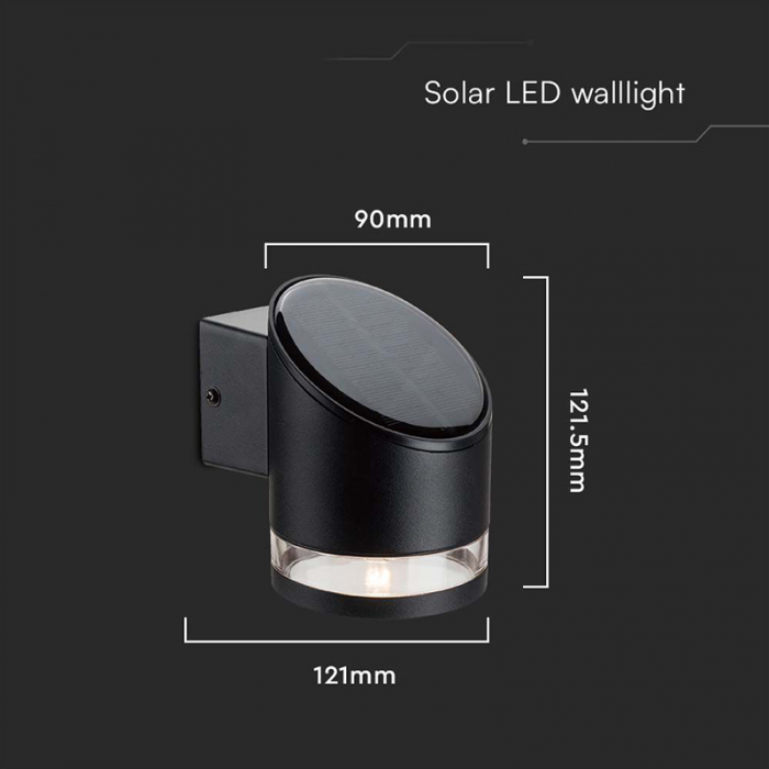 Lampa led cu incarcare solara, 1w, ip54, 3000k, negru, V-TAC 10384 [4]