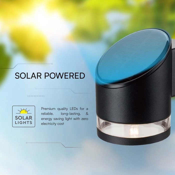 Lampa led cu incarcare solara, 1w, ip54, 3000k, negru, V-TAC 10384 [7]