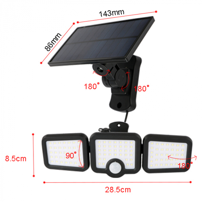 LAMPA LED CU INCARCARE SOLARA SI SENZOR DE MISCARE 10W 6000K [7]