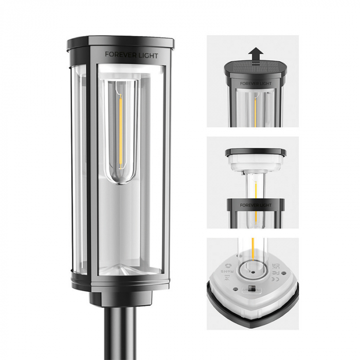 LAMPA LED GRADINA CU INCARCARE SOLARA 3000K IP44 [4]