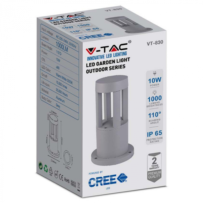 Lampa led iluminat poteca, 25cm, 10w, 4000k, ip65, V-TAC 128320 [5]