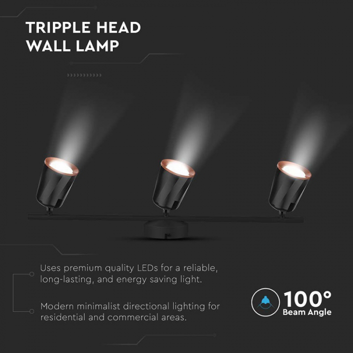 LAMPA LED MONTAJ PERETE 18W 4000K ALB NEUTRU, NEGRU [5]