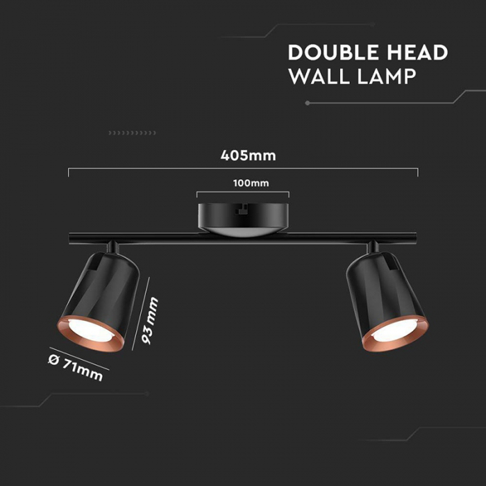 LAMPA LED MONTAJ PERETE 2X6W 4000K ALB NEUTRU - NEGRU [6]