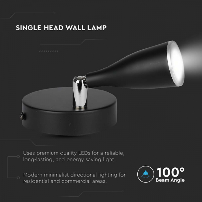 LAMPA LED MONTAJ PERETE 4.5W 4000K ALB NEUTRU - NEGRU [7]