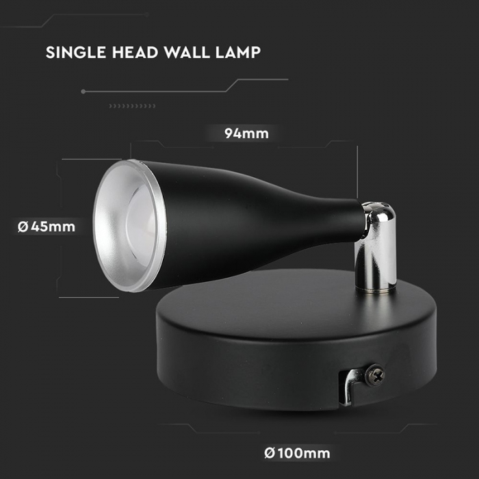 LAMPA LED MONTAJ PERETE 4.5W 4000K ALB NEUTRU - NEGRU [6]