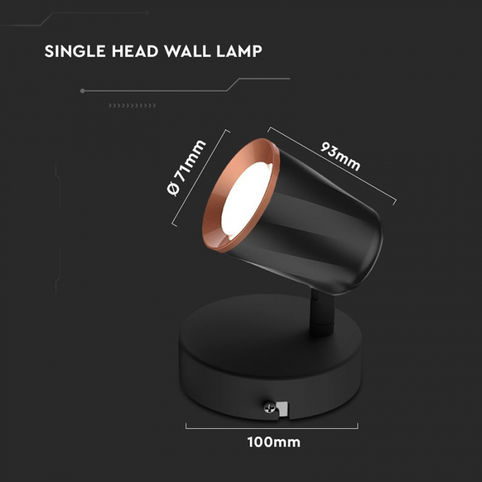 LAMPA LED MONTAJ PERETE 6W 4000K ALB NEUTRU - NEGRU [4]