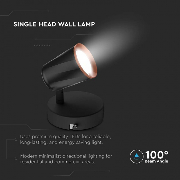 LAMPA LED MONTAJ PERETE 6W 4000K ALB NEUTRU - NEGRU [5]