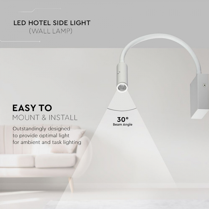 LAMPA LED PERETE 3W 3000K - ALB [7]