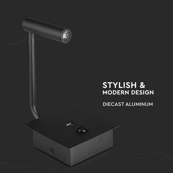 LAMPA LED PERETE 3W 3000K - NEGRU [8]