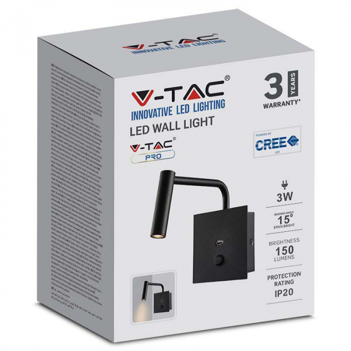 LAMPA LED PERETE 3W 3000K - NEGRU [7]