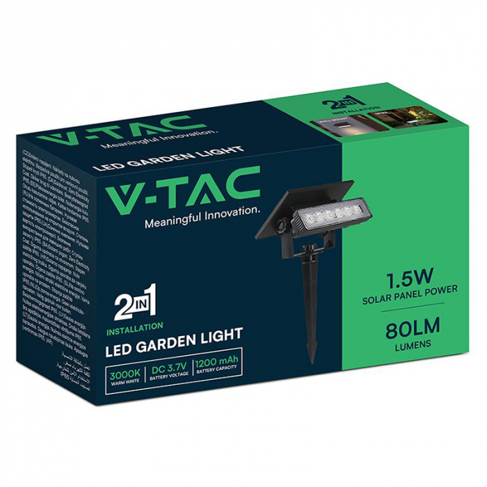 LAMPA LED SOLARA 1.5W 3000K 2IN1 MONTAJ PERETE + TARUS GRADINA IP65 [4]