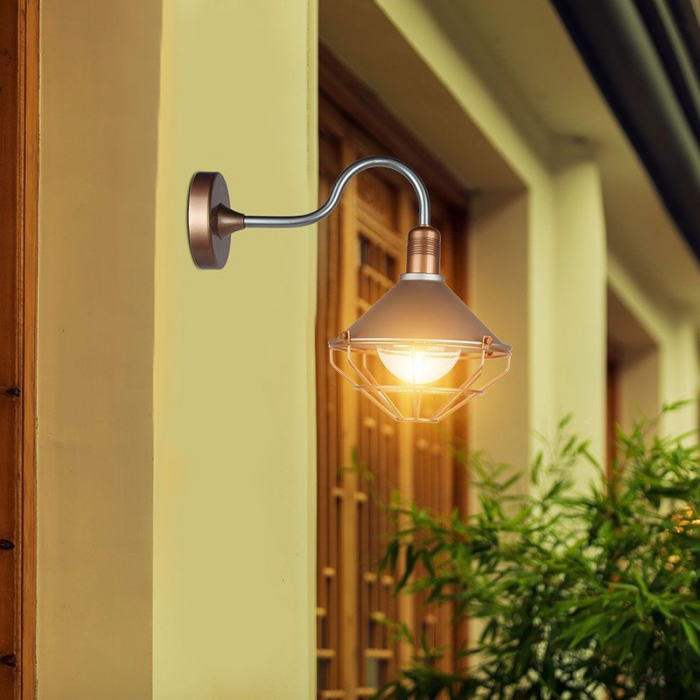 LAMPA MONTAJ PERETE SOCLU E27 IP65 - ROSE/GOLD [4]