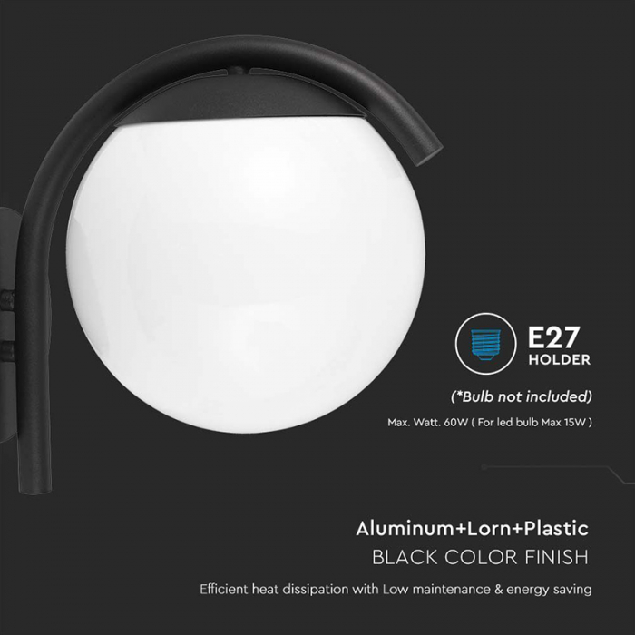 LAMPA PERETE CU SOCLU E27 IP44 - NEGRU MAT [6]