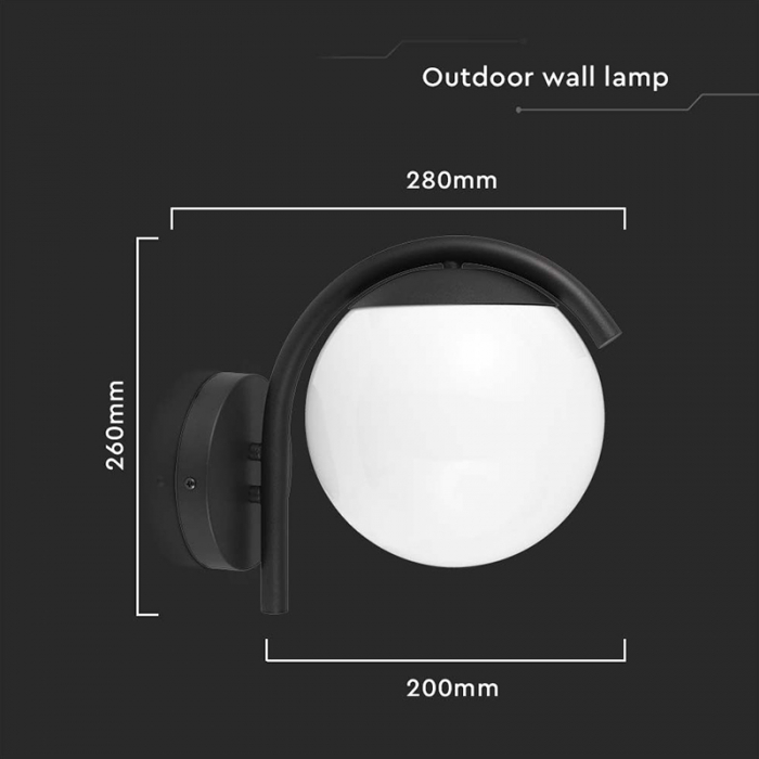 LAMPA PERETE CU SOCLU E27 IP44 - NEGRU MAT [4]