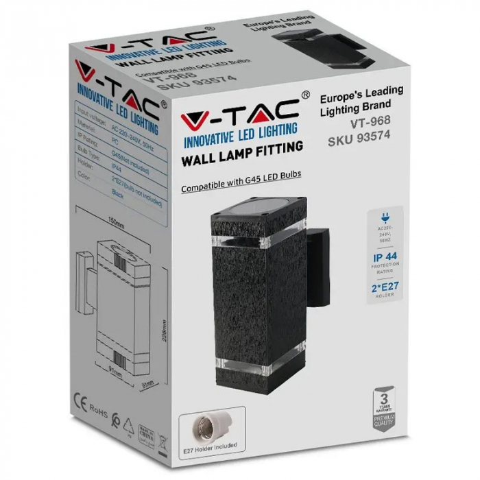 LAMPA PERETE SOCLU E27 IP44 - NEGRU [3]