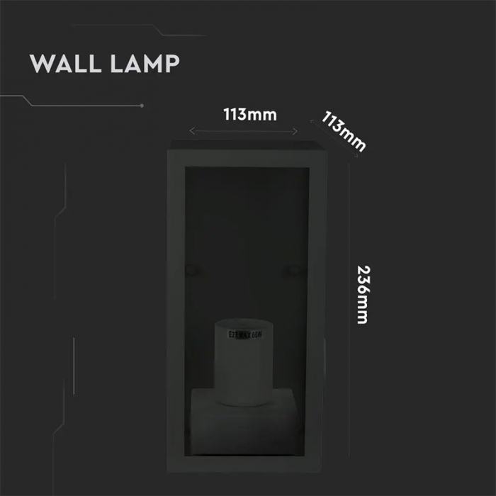 LAMPA PERETE SOCLU E27 - NEGRU MAT [7]