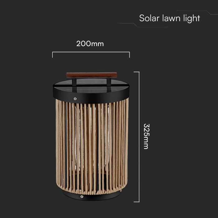 Lampa solara 2.4w 3000k ip65 - negru/maro V-tac [4]