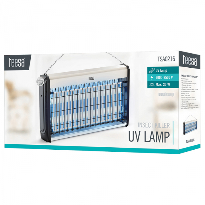 Lampa electrica UV, Aparat anti tantari, anti muste, anti insecte, 2X15W, 100m2 TEESA TSA0216 [6]