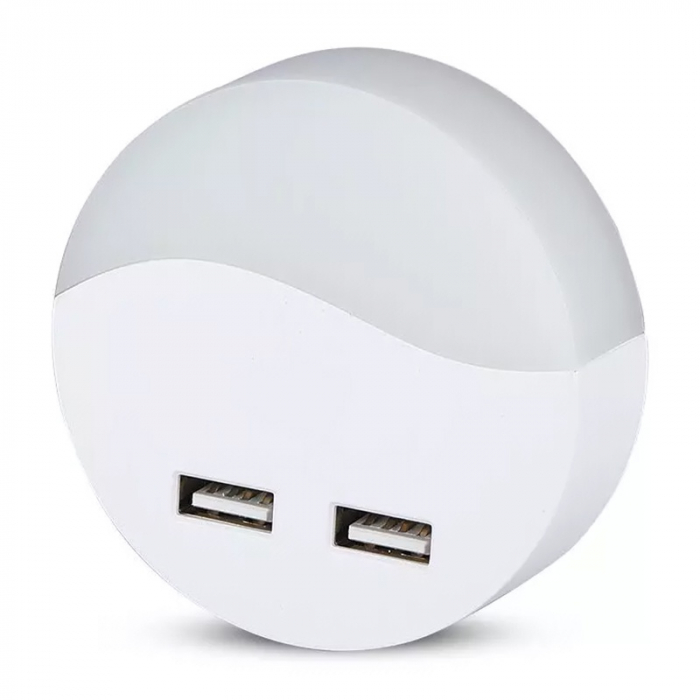 LAMPA VEGHE ROTUNDA CU SENZOR LUMINA 3000K ALB CALD + 2USB [2]