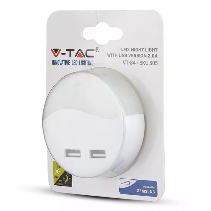 LAMPA VEGHE ROTUNDA CU SENZOR LUMINA 3000K ALB CALD + 2USB [5]