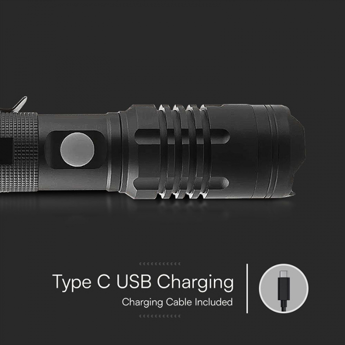 LANTERNA LED 10W ALUMINIU CU INCARCARE USB TIP C [6]