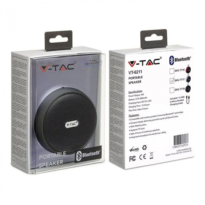 MINI BOXA BLUETOOTH PORTABILA 4W - GRI [3]