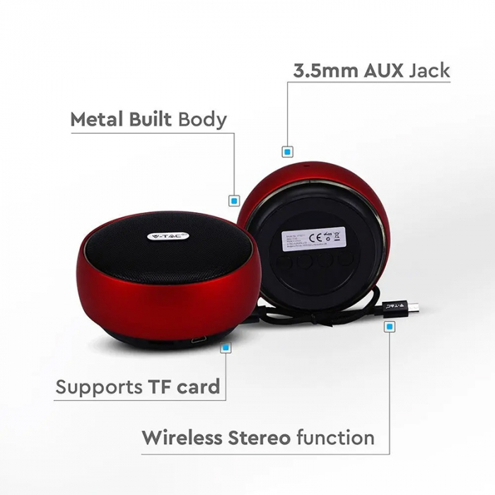 MINI BOXA BLUETOOTH PORTABILA 4W - ROSU [4]