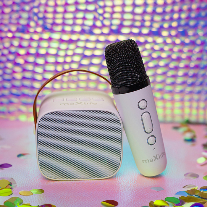 MINI BOXA KARAOKE CU MICROFON WIRELESS - ALB [5]